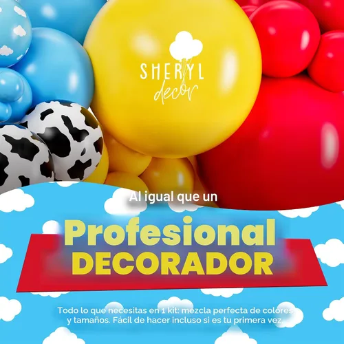 Vista 8 de Kit de arco de globos ALL-IN-1 Toy Story para decoración temática de baby shower de It's A Boy Story – Kit de guirnalda de globos Toy Story con Nube