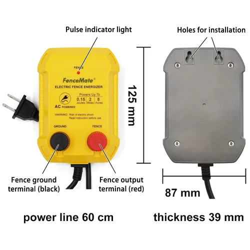 Vista 6 de Cargador de Valla Eléctrica AC FenceMate de Potencia Salida 0.15J hasta 2 Millas para Contener Mascotas Pequeñas, Aves de Corral, Mantener Roedores