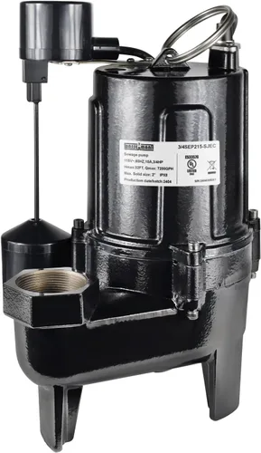 Vista 7 de WASSERMANN Bomba de aguas residuales de 1/2 HP con interruptor flotador automático, bomba sumergible de hierro fundido de 115V 5300 GPH, bomba