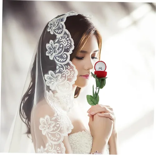 Vista 3 de NOLITOY 1 Jewelry Gift Box Wedding Red Rose Flower Bridal Shower Decorations Engagement Ring Case Wedding Ring Case Wedding Ring Bearer Wedding Ring