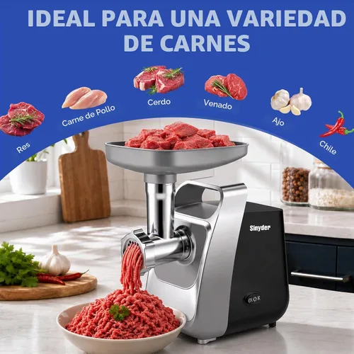 Vista 12 de Picadora de carne eléctrica para el hogar, embutidora de salchichas y Negro
