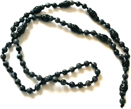 Vista 2 de Liliya Jewelry Collar de cuentas de labradorita para hombre, hecho a mano, estilo Y con piedras preciosas auténticas, colgante de cristal curativo