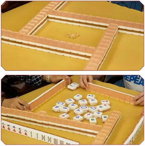 Vista 3 de Juego de mahjong chino, juego de mahjong chino tradicional, 144 azulejos, 2 fichas de repuesto, estuche de madera, juego de Majhong portátil