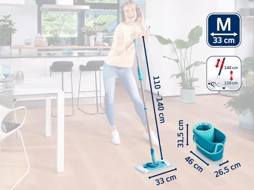 Vista 6 de Leifheit Clean Twist M Ergo - Juego de trapeador y cubo, trapeador de 13.0 in de ancho, giro controlado por humedad, fregona giratoria de limpieza