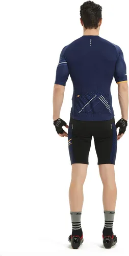 Vista 9 de Santic Conjunto de camiseta de ciclismo para hombre, pantalones cortos de ciclismo de manga corta acolchados, traje de ciclismo para ciclismo, ropa