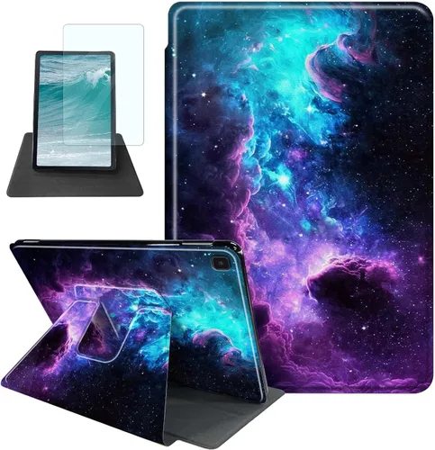 Vista 26 de Rossy Funda para Samsung Galaxy Tab A7 Lite de 8.7 pulgadas 2021 (SM-T220/T225/T227) + protector de pantalla giratorio de 360 grados con soporte
