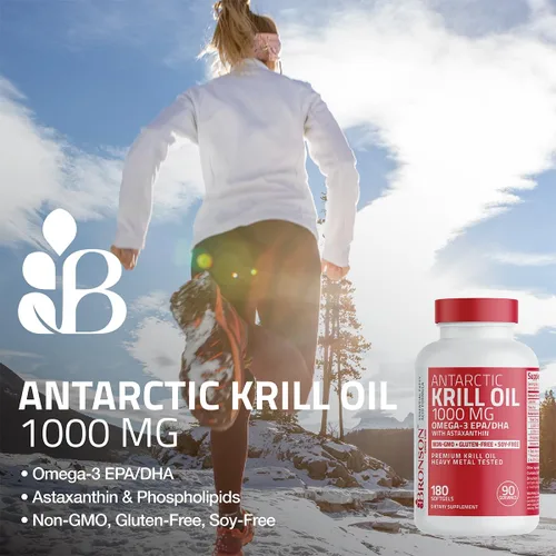 Vista 3 de Bronson Aceite de krill antártico 1000 mg con omega-3 EPA, DHA, astaxantina y fosfolípidos 60 cápsulas blandas Probado en metales pesados