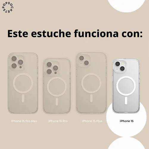 Vista 6 de PopSockets - Funda para iPhone 15 con agarre MagSafe, transparente Opalescente transparente