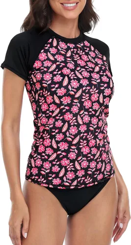 Vista 5 de LRD Camisetas de manga corta para mujer, con protección UPF 50, de secado rápido, camiseta de natación activa