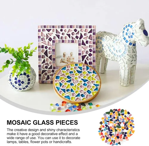 Vista 8 de VILLCASE Azulejos de mosaico de cristal Marcos de fotos de mosaico de cerámica Azulejos de cerámica Decoración turquesa Azulejos de mosaico DIY