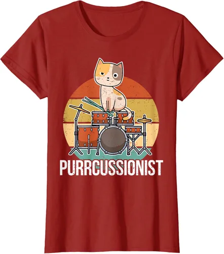 Vista 77 de Funny Percussion Drummer Drumming Drums Saying I Kitten Cat Camiseta, Negro, S