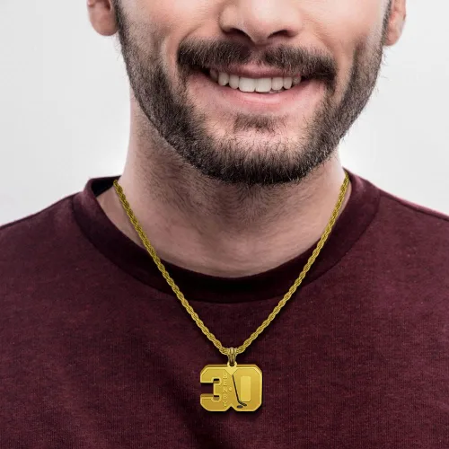 Vista 7 de Collar con números personalizados de acero inoxidable con grabado en la parte trasera y nombre, collar con colgante de nombre deportivo, cadena
