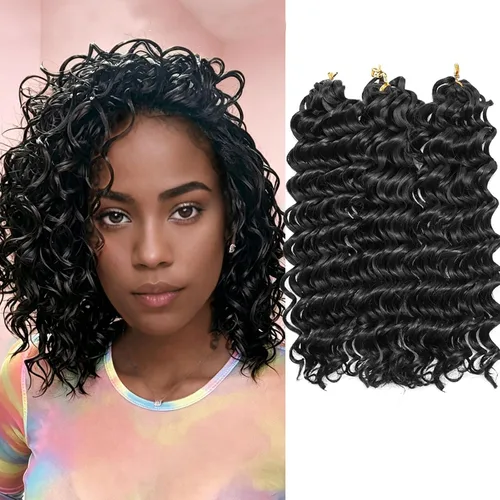 Vista 51 de GoGo Curl Crochet Hair 18 pulgadas onda de agua pelo sintético bohemio ganchillo trenzado jengibre onda profunda extensiones de cabello trenzado