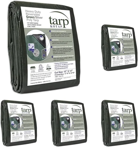 Vista 25 de Kotap TGS-0608 - Lona de polietileno reversible de 8 mil con protección UV, 6 pies X 8 pies, verde-plata