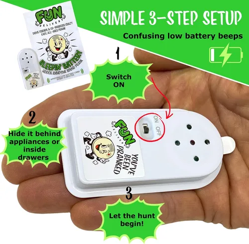 Vista 8 de FUN delivery: Bleepin' Batería Oculta Molesto Humo Alarma Pitido Broma Broma Sonido Mordaza