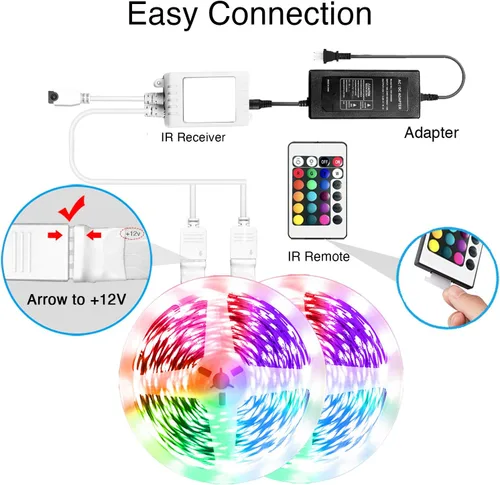 Vista 6 de VOLIVO - Tira de 5,050 luces led RGB, WiFi, 65.6 pies, compatible con Alexa y Google Home, cambia color, sincroniza música por voz, con aplicación