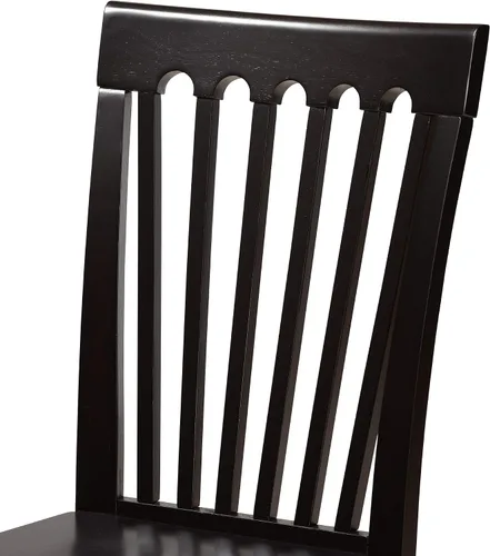 Vista 6 de Baxton Studio Minette - Juego de sillas de comedor de transición, madera marrón oscuro, 2 piezas