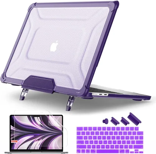 Vista 18 de Batianda - Funda resistente para MacBook Air de 15 pulgadas 2023-2026, color gris Ergonomic Foldable Stand Holds 22 lbs, TPU Bumper, Matte