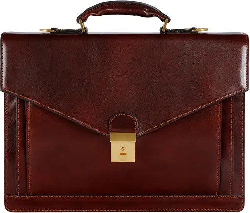 Vista 9 de Time Resistance Leather Briefcase for Men - Business Laptop Bag - Italian Handmade Leather Bag - Attache - Gift Box Included