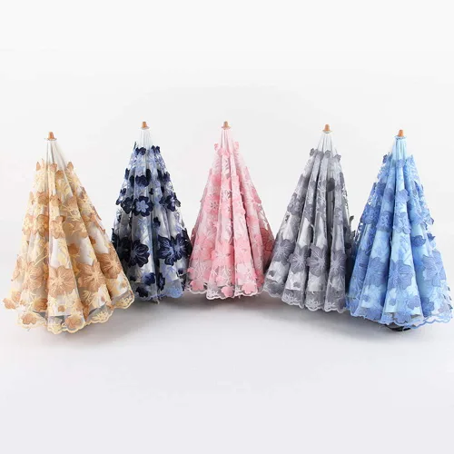 Vista 3 de Honeystore Sombrilla bordada con flor 3D plegable UV con encaje clásico