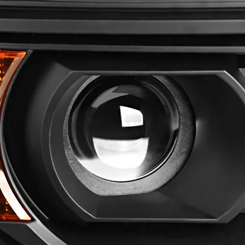 Vista 2 de DNA Motoring HL-OH-GMCS14-BK-AM Conjunto de faros delanteros con proyector lateral ámbar, carcasa negra [Para GMC Sierra 14-17]