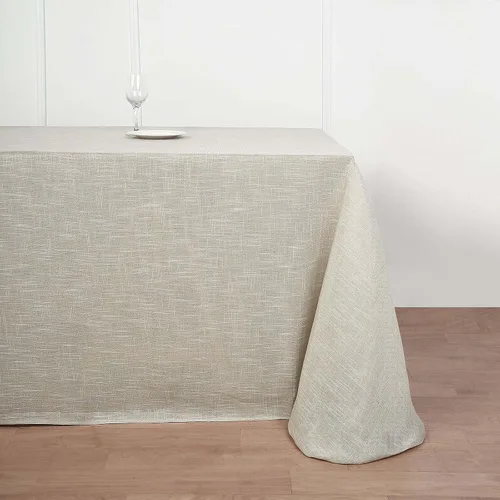 Vista 2 de BalsaCircle - Mantel rectangular de arpillera sintética de poliéster de alta calidad, 90 x 156 pulgadas, color beige