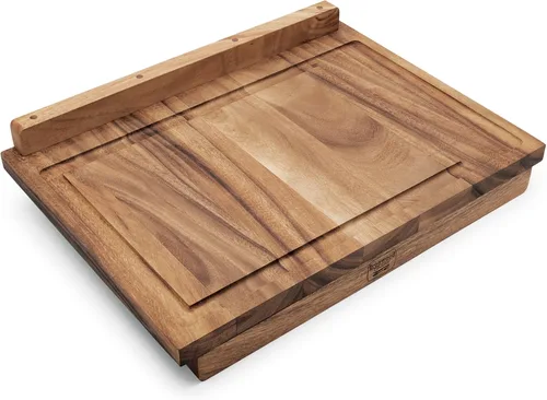Vista 8 de Ironwood Oslo Tabla de Cortar Cuadrada de Fibra Transversal de Uso General, Talla Única, Madera de Acacia, Marrón Dice, Prep & Serve Great for