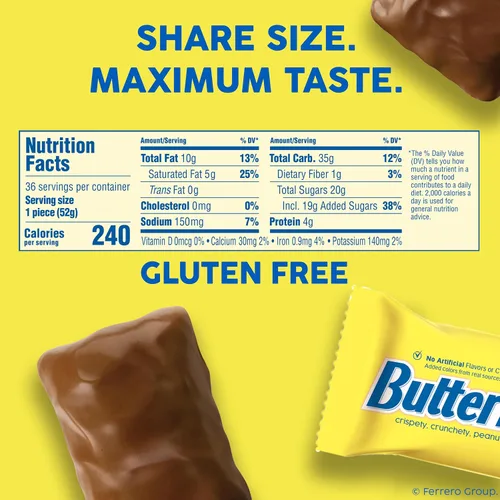 Vista 2 de Butterfinger Peanut-Buttery Chocolate-Y Barras de caramelo, regalo perfecto del día de la madre para mamá, Compartir Pack, 3.7 onza (Paquete de 18)