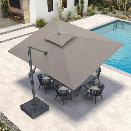 Vista 52 de PURPLE LEAF Sombrilla de Patio Voladiza de 10' x 13' para Exteriores con Base de 330 libras, Sombrilla Rectangular Grande Resistente al Viento