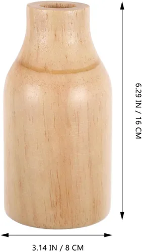 Vista 2 de HOMSFOU Florero de madera de pino rústico de 6.29 pulgadas, pequeño jarrón de madera para decoración de granja, mesa de comedor, centro de mesa