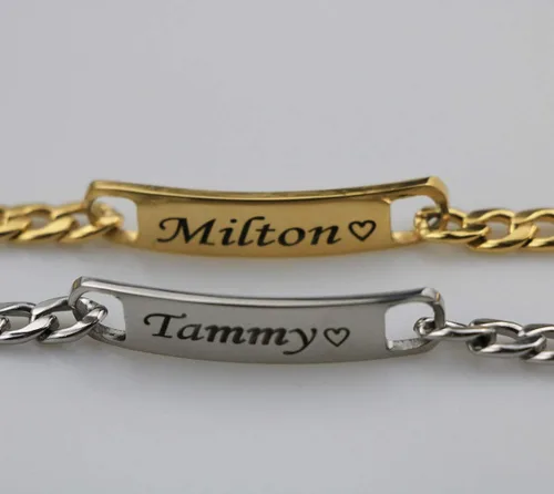 Vista 6 de BBFirst Pulsera personalizada de acero inoxidable grabada con letras de nombre personalizables para hombres