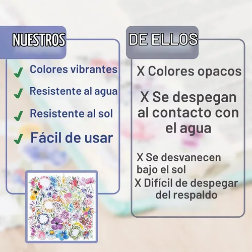 Vista 8 de Mr. Pen - Pequeñas pegatinas florales para portátil, 74 piezas, calcomanías para botellas de agua