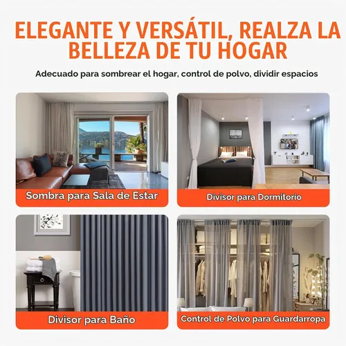 Vista 6 de VEVOR Juego de rieles para cortina de techo, 9.9 pies/3 metros, sistema de riel de techo autoadhesivo sin perforación para cortinas, riel de techo