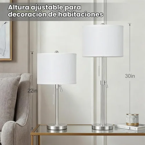 Vista 3 de Qingmiao Juego de 2 lámparas de mesa ajustables de 22 a 30 pulgadas para dormitorio, lámparas de mesa auxiliares regulables para sala de estar