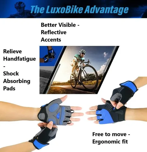 Vista 4 de LuxoBike Guantes de ciclismo para hombre almohadilla de gel de 0.197in Guantes de ciclismo especializados ultra transpirables Guantes de bicicleta