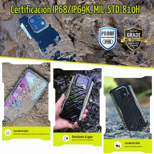 Vista 5 de Ulefone Armor 22 Teléfono resistente, IP68/IP69K, cámara de gran angular de 64MP y cámara de visión nocturna de 64MP, pantalla FHD+ de 6.58” 120Hz