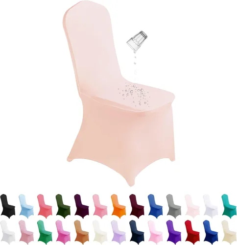 Vista 13 de SUPERO Funda impermeable de poliéster y elastano para silla (100 unidades, color negro) - Fundas elásticas para sillas de comedor, protector