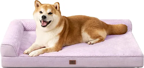 Vista 62 de EHEYCIGA - Cama ortopédica para perros de tamaño mediano, cama de espuma viscoelástica para perros, color beige Small Dog Sofa with Washable