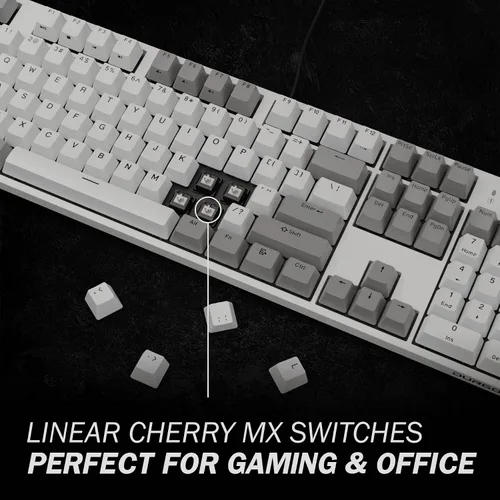 Vista 3 de DURGOD Teclado mecánico para juegos con interruptor Cherry MX Speed Silver Switch USB C Interface Tenkeyless 104 teclas PBT Teclas antifantasma