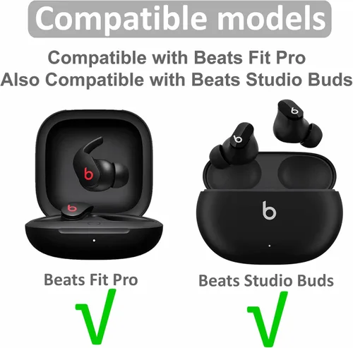 Vista 3 de Juego de 9 pares de almohadillas compatibles con Beats Fit Pro, doble brida de espuma viscoelástica y puntas de silicona normales, S/M/L