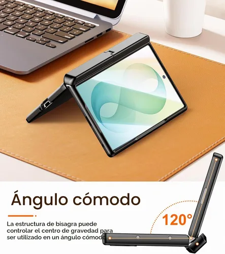 Vista 5 de SPIDERCASE Funda para Samsung Galaxy Z Fold 8, protector de pantalla integrado, protección de bisagra, función atril, funda protectora de cuerpo
