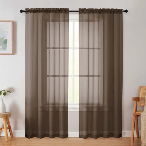 Vista 156 de 2 paneles de cortinas traslúcidas blancas para dormitorio, sala de estar, 96 pulgadas de largo, modernas, suaves, ligeras, con bolsillo para barra