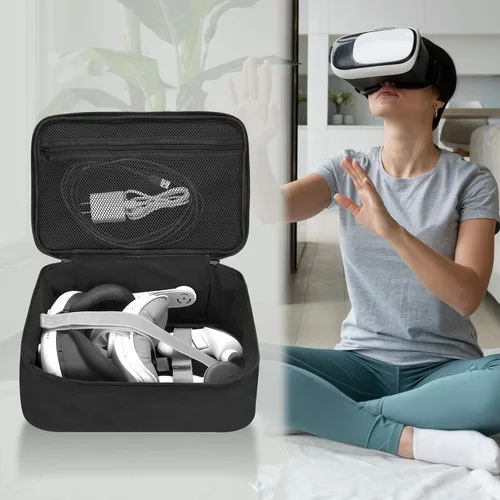Vista 6 de Funda de transporte suave compatible con Oculus Meta Quest 3S/Quest 3/Quest 2 oficial original, funda de almacenamiento para casco Meta Quest 3/3S