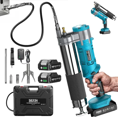 Vista 11 de Seesii Mini pistola de grasa de 3 onzas, 4000PSI portátil con válvula de Azul oscuro