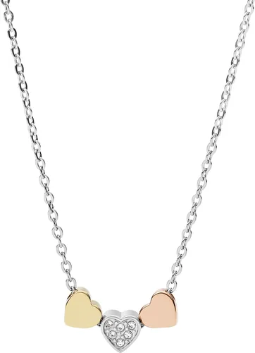 Vista 2 de Fossil Collar de cadena con colgante de plata de ley o acero inoxidable plateado para mujer, Acero inoxidable