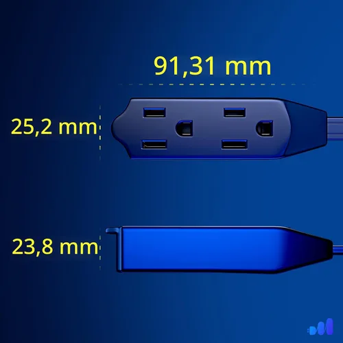 Vista 3 de Maximm Cable de extensión de enchufe plano giratorio de 360°, 0.3 m, 16 AWG, múltiple, extensión de salida, cable de conexión a tierra de 3 puntas