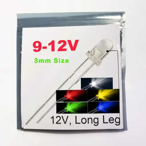 Vista 10 de 100pcs 12V 0.118 in blanco LED 9V medidor instrumento diodos emisores de luz