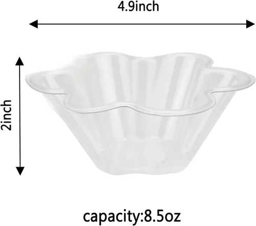 Vista 2 de Paquete de 200 tazones de plástico para helado de 8.5 onzas, cuencos de plástico transparente para postre para helado, aperitivos, frutas, ensalada