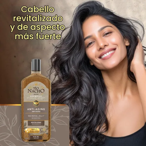 Vista 3 de TIO NACHO Shampoo Apariencia más joven revitaliza el cabello, con jalea real 14 onzas líquidas Champú para el envejecimiento del cabello