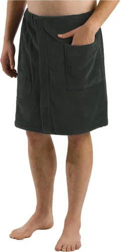 Vista 6 de robesale Envolturas personalizadas de algodón de rizo para hombre, para spa, playa, gimnasio, piscina, negro, XXL